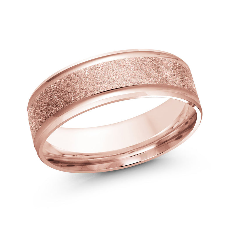 10K Rose Gold Scratch Finish Wedding Band