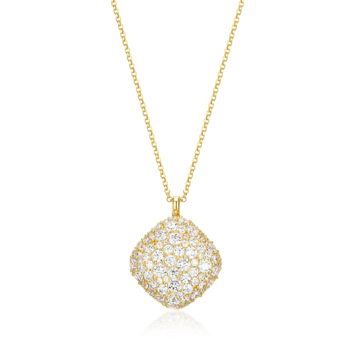 ELLE "GLIMMER" Gold Plated Rhombus Pendant with Adjustable 17+3" Chain