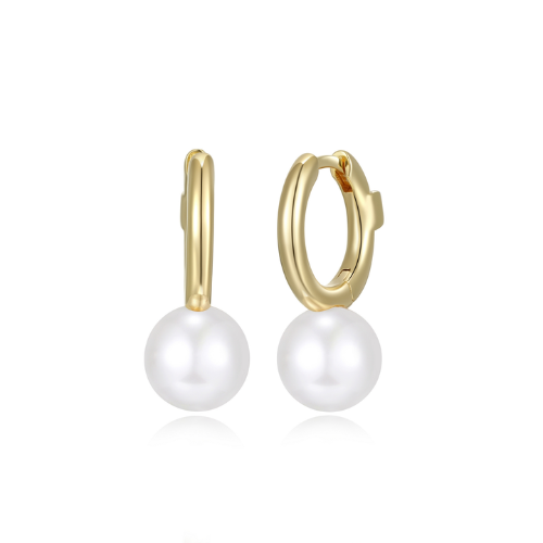 ELLE "SIMPATICO" Gold Plated 12mm Huggie Hoops White Shells