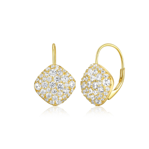 ELLE "GLIMMER" Gold Plated Cubic Zirconia 12mm Rhombus Huggie Hoops