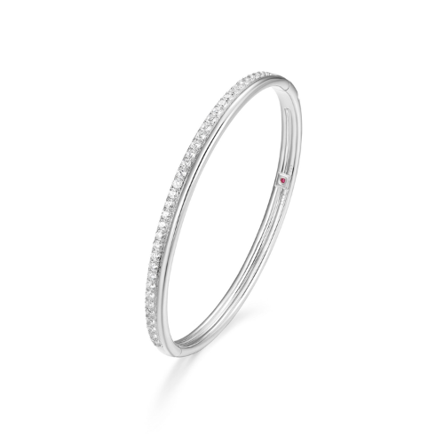 ELLE "GODDESS" Rhodium Plated Double Row Cubic Zirconia Bangle 6.75"