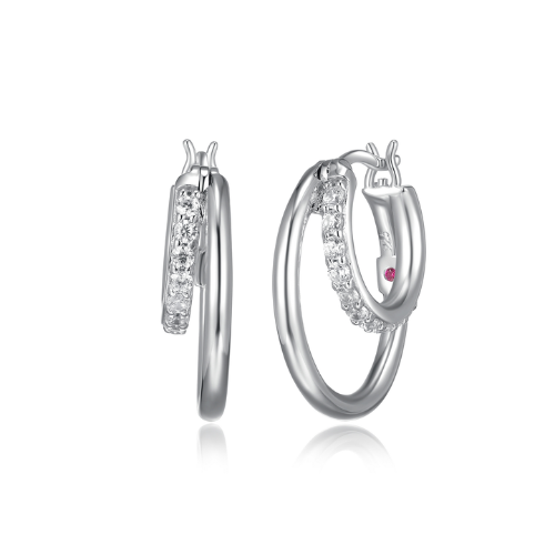 ELLE "SIMPATICO" Double Layer Cubic Zirconia 20mm Hoop Earrings