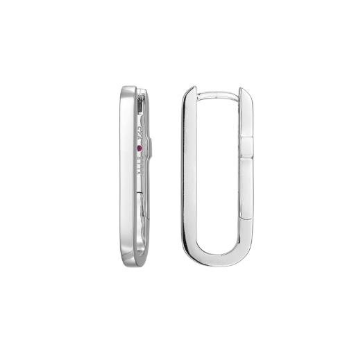 ELLE "PARALLEL" Rhodium Plated 25x10mm Oblong Hoops