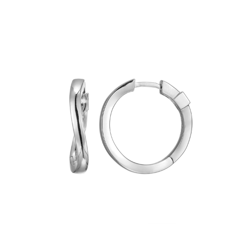 ELLE "LUNA" Rhodium Plated 20mm Twisted Hoops