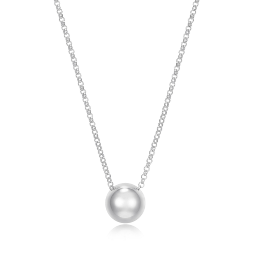 ELLE "GENESIS" Rhodium Plated High Polish Silver Half Ball Necklace