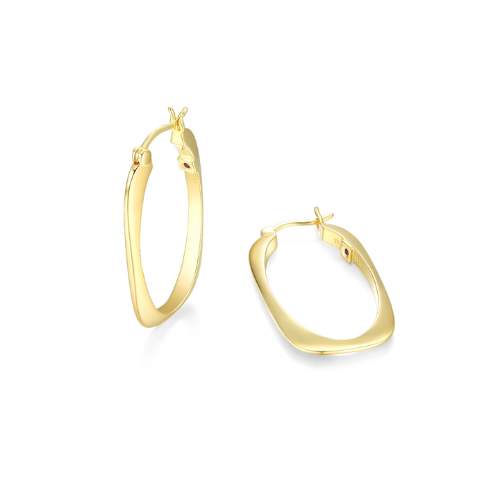 ELLE "ALLURE" Gold Plated Large Cushion Rectangle Shaped Hoop