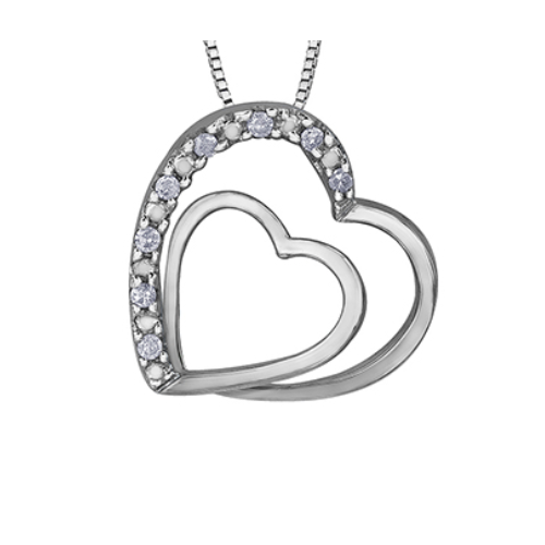 10K White Gold .05ctw Diamond Heart Pendant on Chain