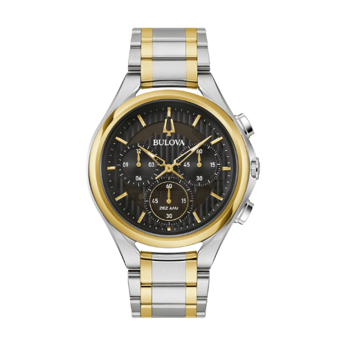 Bulova Curv Two-Tone Watch with Black Dial