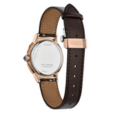 Citizen Ceci Rose-Gold Tone Watch with Brown Leather Strap and Dial
