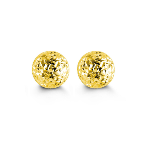 10K Yellow Gold 7mm Diamond Cut Ball Studs