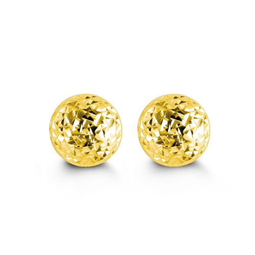 10K Yellow Gold 8mm Diamond cut Ball Studs