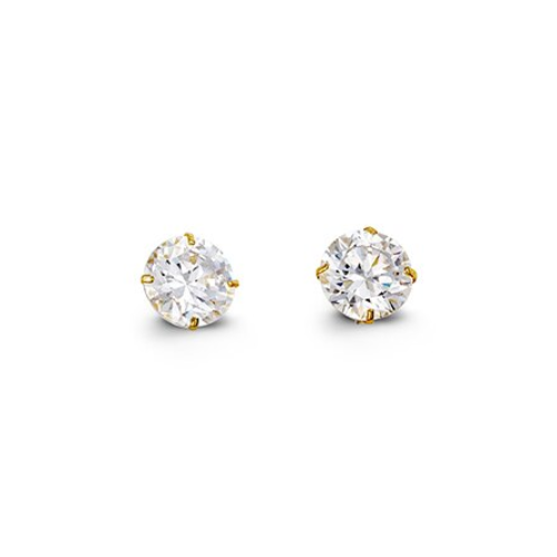 14K Yellow Gold 5mm Round Cubic Zirconia Studs