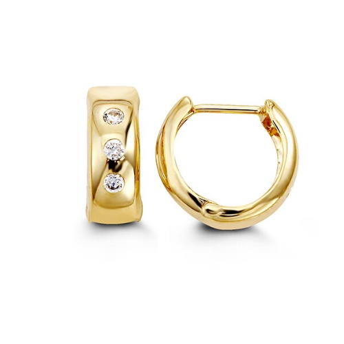 10K Yellow Gold Cubic Zirconia Huggie Hoops