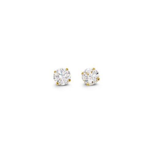 14K Yellow Gold 4mm Round Cubic Zirconia Studs