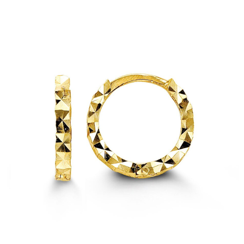 10K Yellow Gold Baby Diamond Cut Huggies