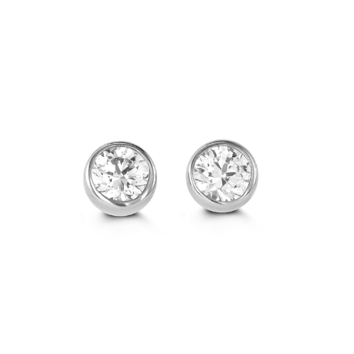 14K White Gold Baby Bezel Cubic Zirconia Screwback Studs