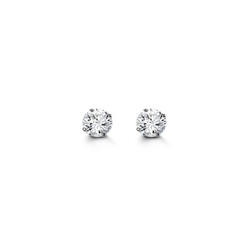 14K White Gold 4mm Round Cubic Zirconia Studs
