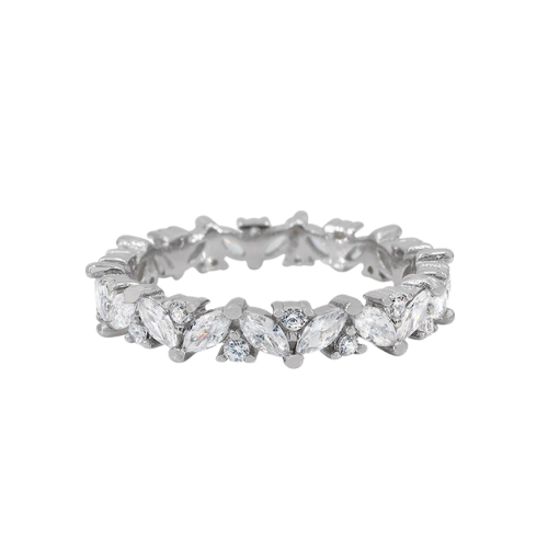 Sterling Silver 4mm Cubic Zirconia Multi Shape Band RS8