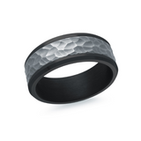 8mm Black Tantalum & Titanium Hammered Finish Centre Wedding Band