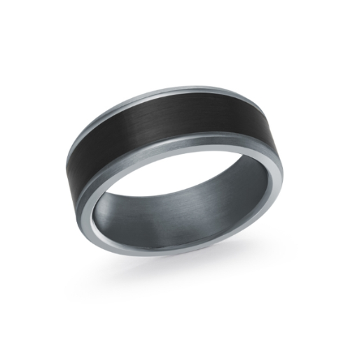 8mm Tantalum & Black Carbon Fiber Center Wedding Band RS9