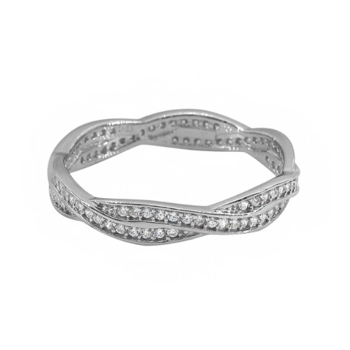 Sterling Silver Cubic Zirconia Twist Ring RS6