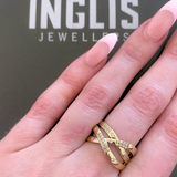 14K Yellow Gold .25ctw Round Brilliant Diamond Multi Crossover Ring
