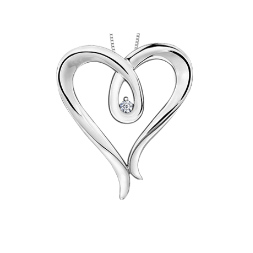 Sterling Silver .04ct Canadian Diamond Heart Shaped Pendant on Chain