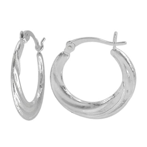 Sterling Silver Flat Twisted Hoop Earrings