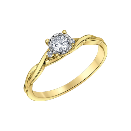 10K Yellow Gold .20ctw Round Brilliant Diamond Illuminaire Twisted Ring