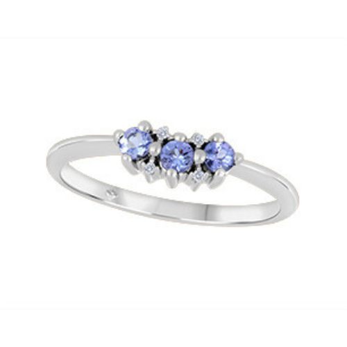 10K White Gold Tanzanite & .012ctw Diamond Ring