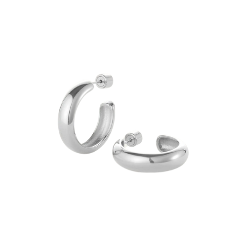 Jenny Bird Staple Hoops Medium in Rhodium