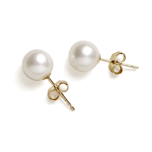 14K Yellow Gold 6.5-7mm Pearl Studs