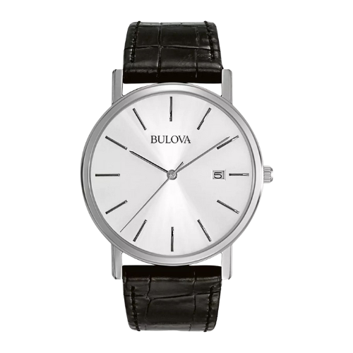 Bulova Classic Watch with Leather Strap and Silver-Tone Dial