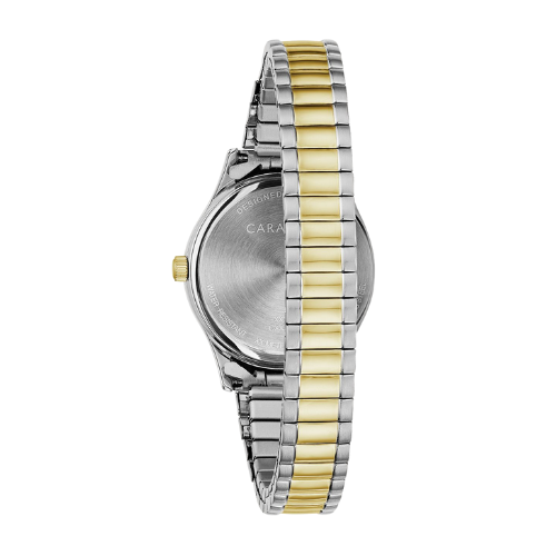 Caravelle Traditional Two Tone Watch with Expansion Band and White Dial