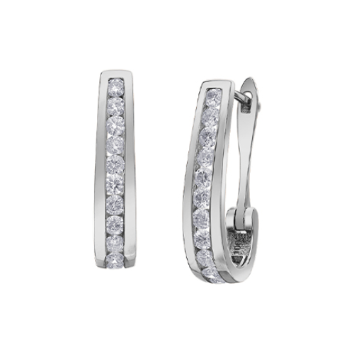 10K White Gold 1.00ctw Diamond Leverback Earrings