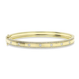 14K Yellow Gold .66ctw Round Brilliant Diamond Bangle with Hinge
