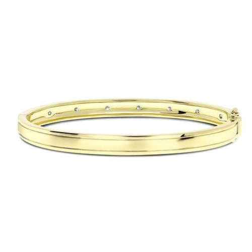 14K Yellow Gold .66ctw Round Brilliant Diamond Bangle with Hinge