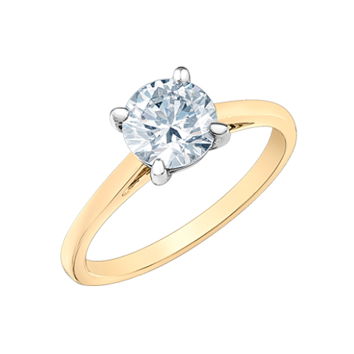 14K Yellow & White Gold 1.05ct Round Brilliant Lab Grown Solitaire