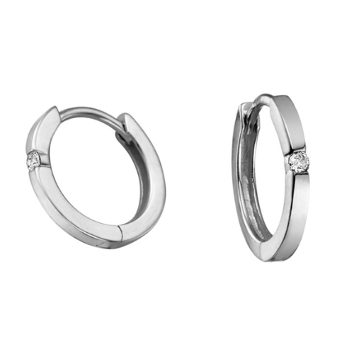10K White Gold .04ctw Diamond Huggies