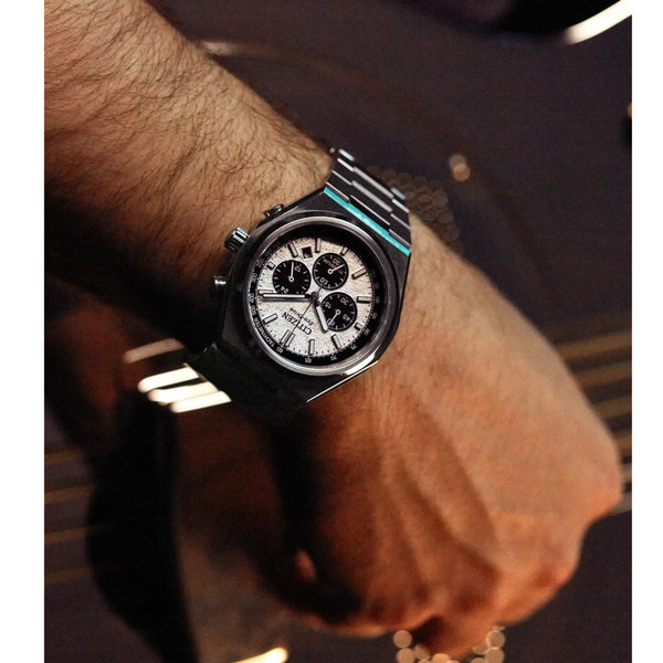 Citizen Zenshin Chrono Watch with Textured White-Silver Dial