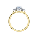 14K Yellow & White Gold .924ctw Canadian Round Diamond Halo Ring
