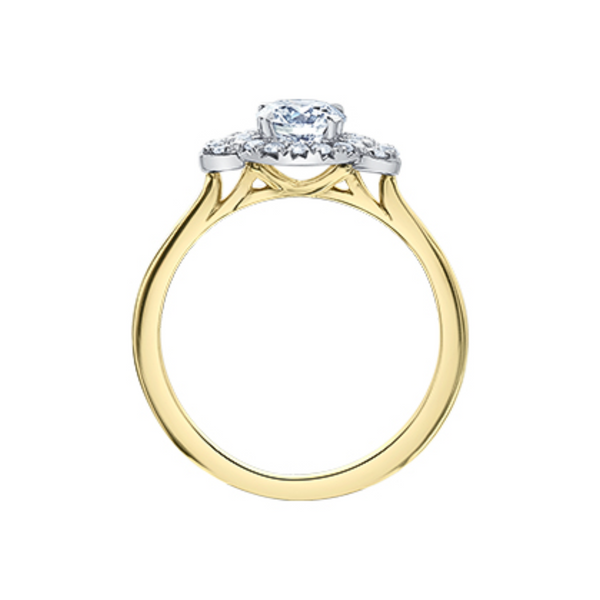 14K Yellow & White Gold .924ctw Canadian Round Diamond Halo Ring