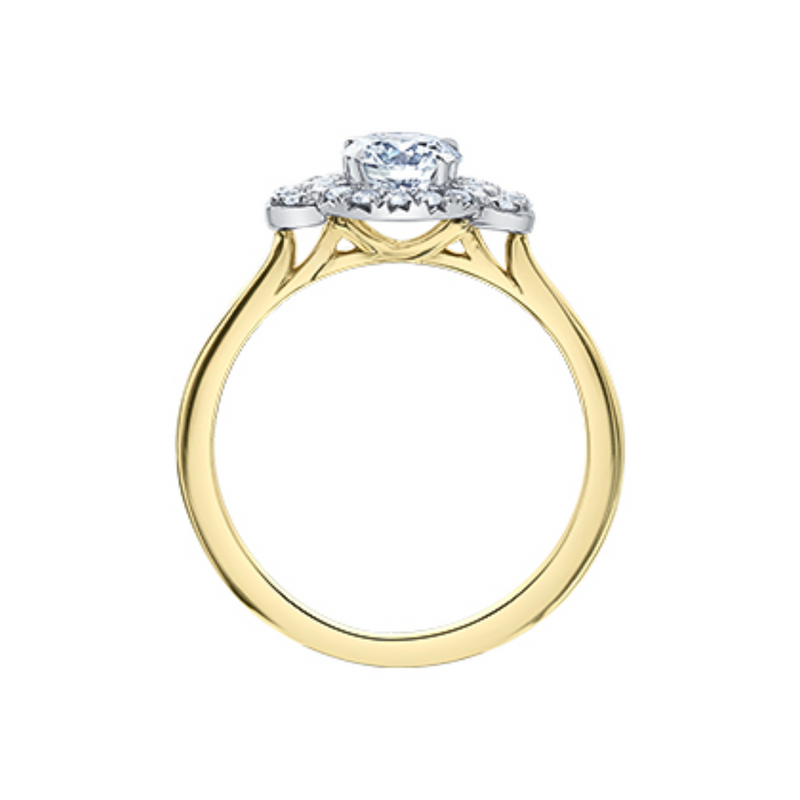 14K Yellow & White Gold .924ctw Canadian Round Diamond Halo Ring