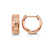 10K Rose Gold Diamond Cut Huggies