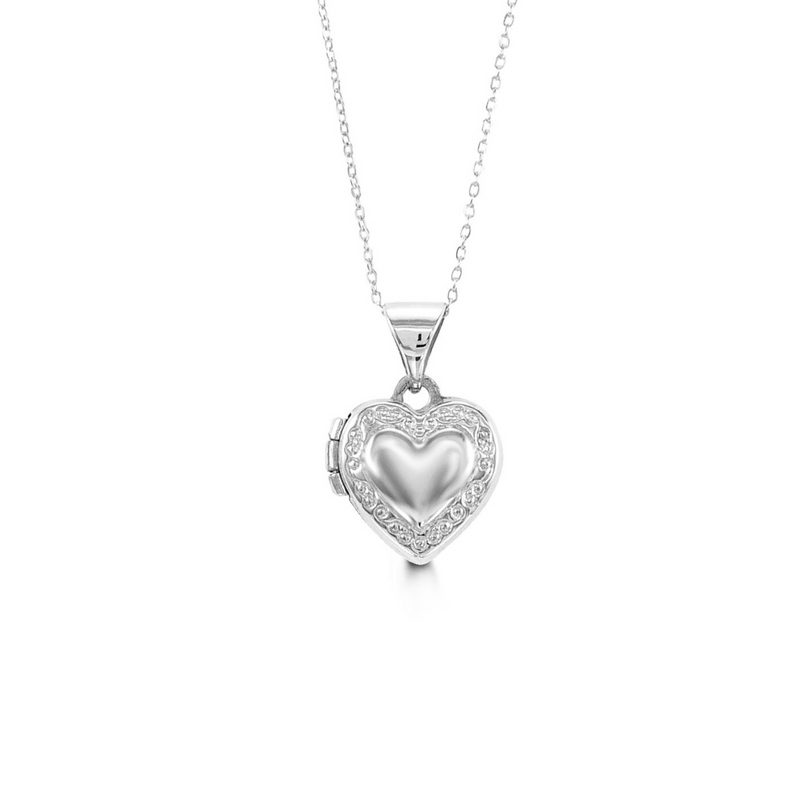 10K White Gold Bella Baby Locket on Chain