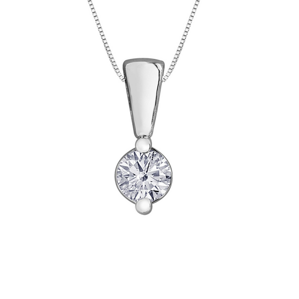 10K White Gold Canadian Diamond Pendant on Chain