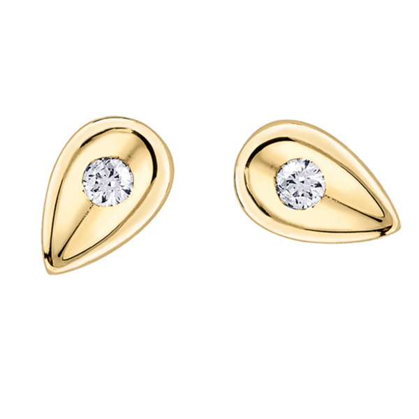 10K Yellow Gold .04ctw Teardrop Diamond Stud Earrings