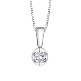 10K White Gold .04ct Diamond Mezza Luna Pendant on Chain