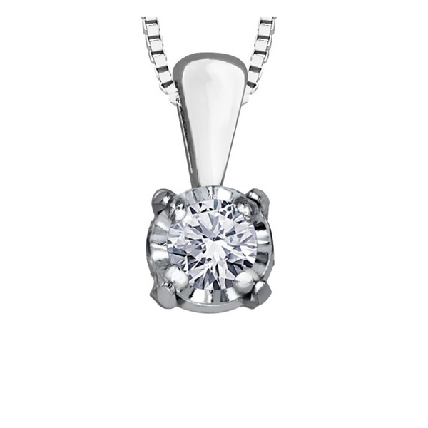 10K White Gold .03ct Diamond Pendant on Chain