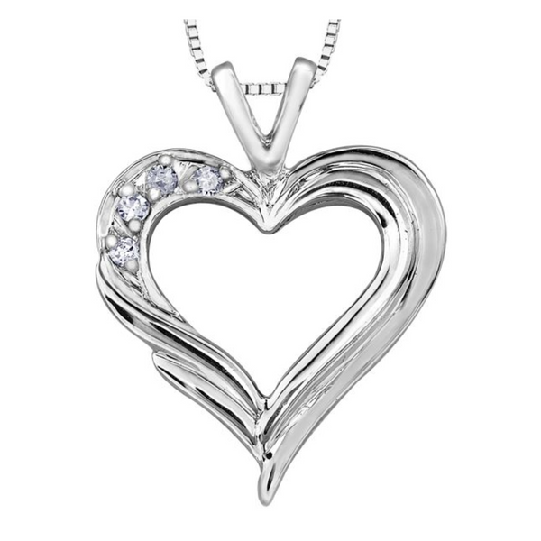 10K White Gold .04ctw Diamond Heart Pendant on Chain